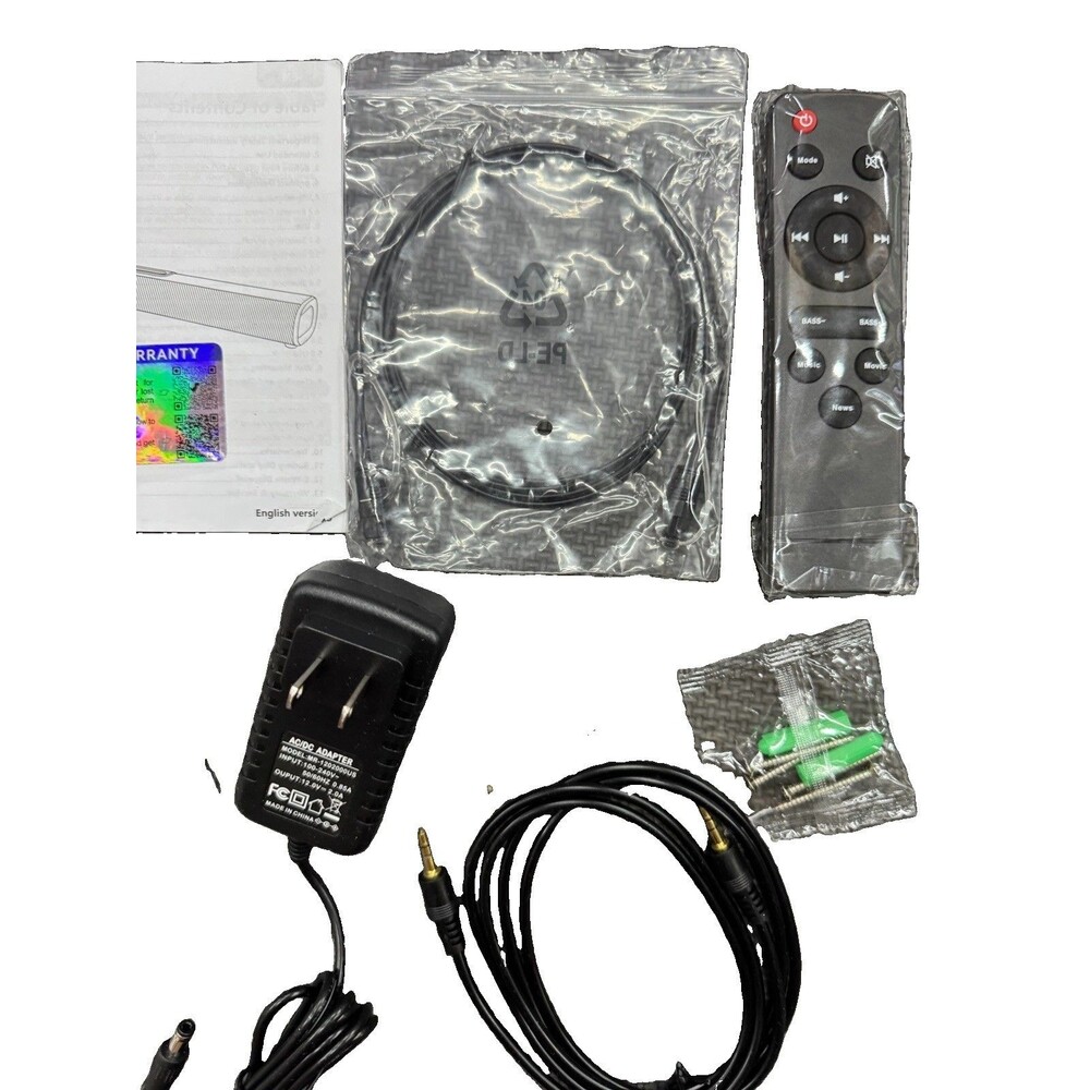 (A5) VEATOOL S20L Soundbar Replacement Remote Power Adapter AUX Cable Parts Lot